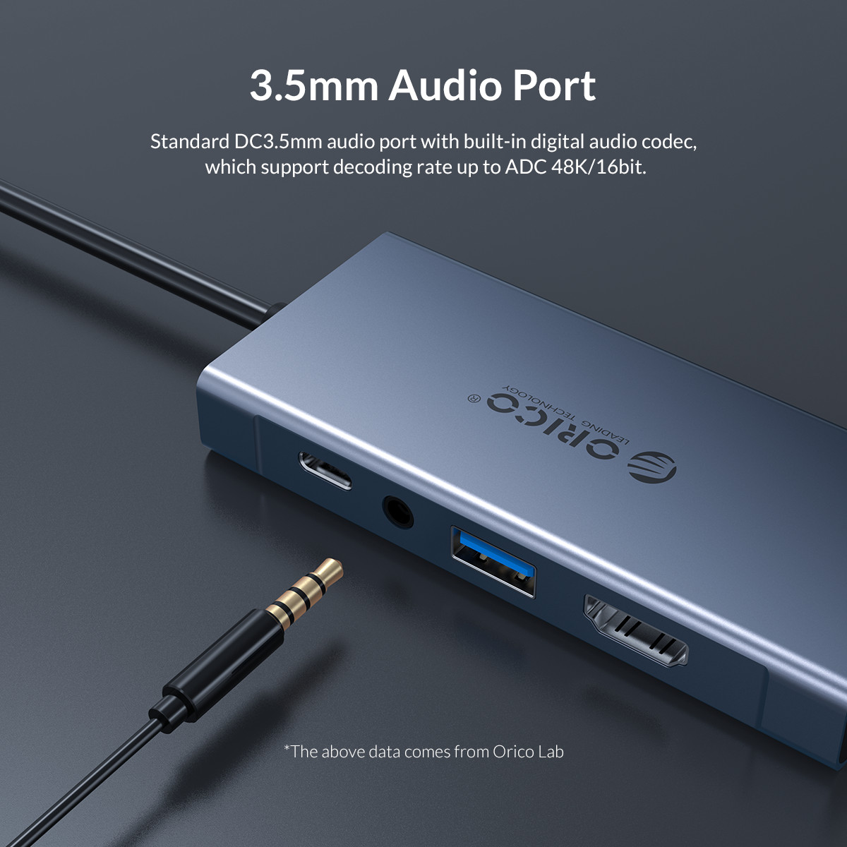 Đầu Hub Chia Âm Thanh Orico Mc-u501p Usb C Sang Usb3.0 Hdmi Vga 100w Pd 3.5mm Type C 3.1 Cho Macbook Pro Tiện Lợi