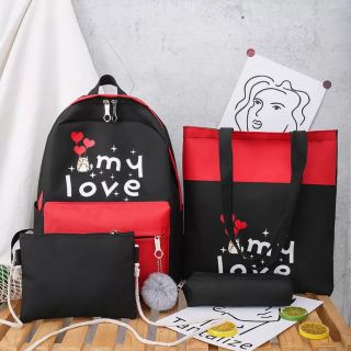 Cặp đi học nữ dễ thương 4 món