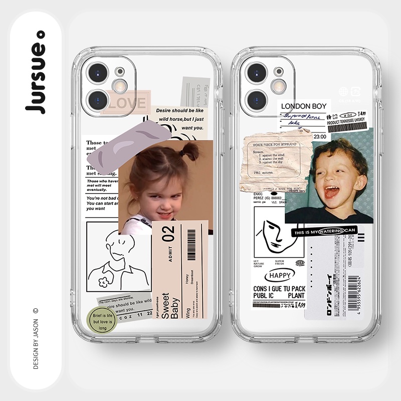 Ốp lưng JURSUE hoạt hình cặp đôi dễ thương đẹp cho iPhone 13 12 11 Pro Max SE 2020 X XR XS ip 8 7 6 6S Plus kute Y151