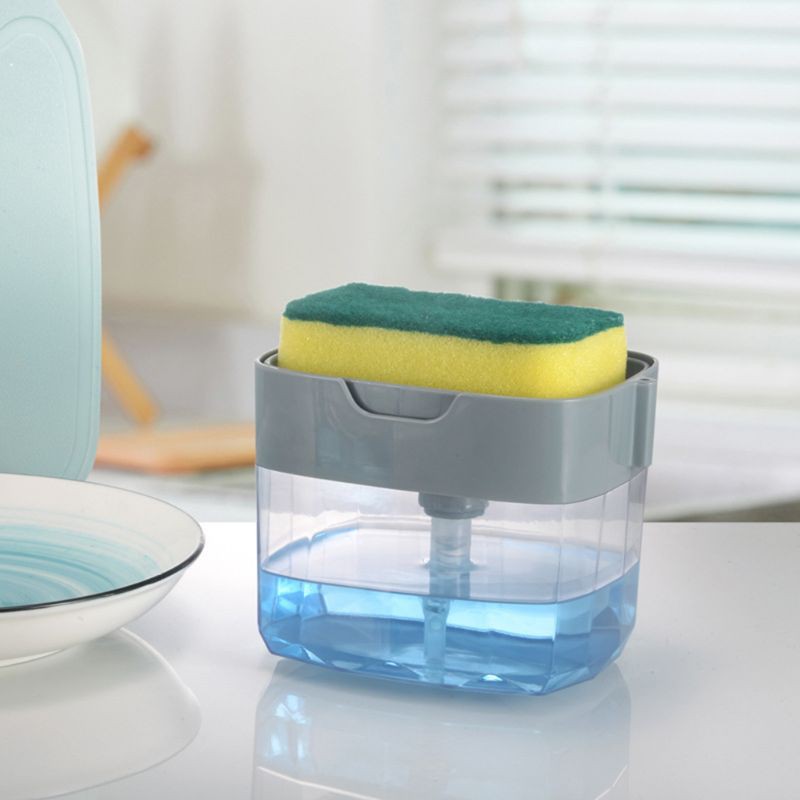 cc 2-in-1 Pump Soap Dispenser Box and Sponge for Kitchen Dish Soap and Sponge Case