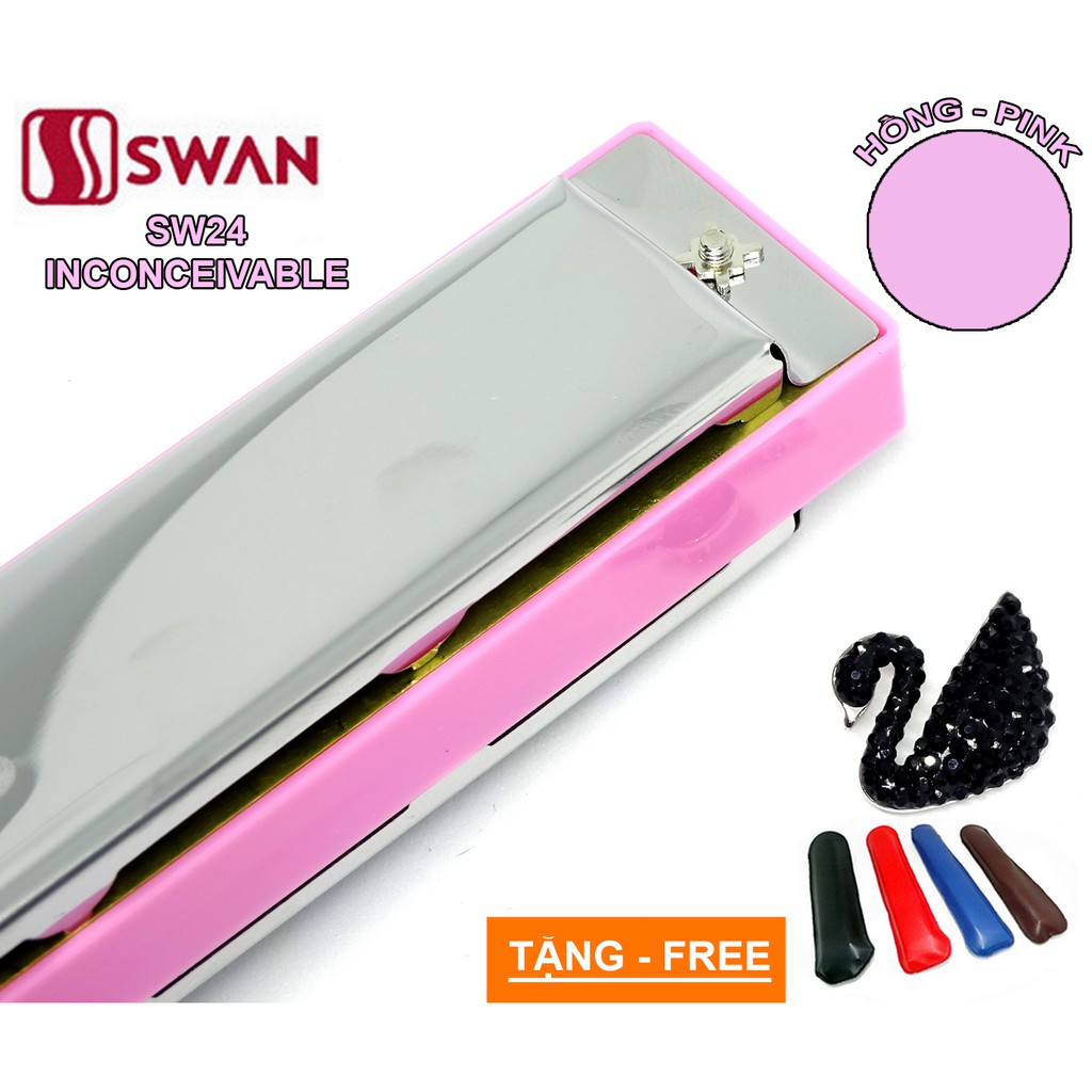 Kèn harmonica tremolo 24 lỗ Swan Inconceivable SW24 Key C (Hồng)