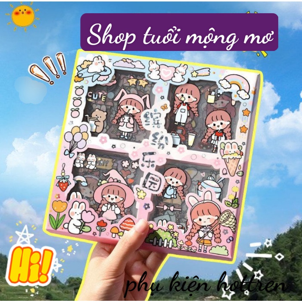 Hộp 100 tờ Sticker dán trong in hình October- Sticker cắt sẵn- Miếng dán trang trí