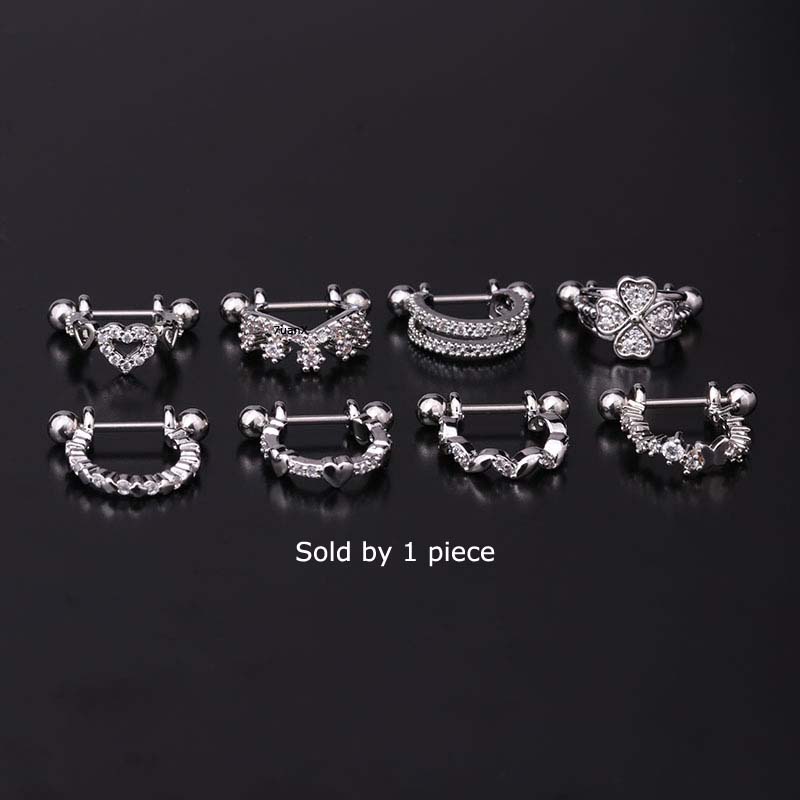 Khuyên tai hình chữ C bằng thép không gỉ có 20 thanh dài 8mm