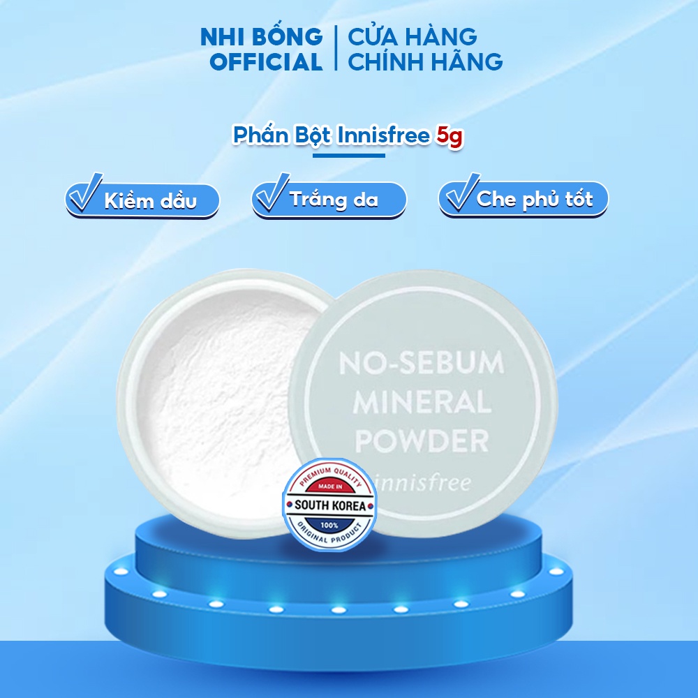 Phấn Phủ Bột Kiềm Dầu Dạng Bột Khoáng Innisfree Hàn Quốc No Sebum Mineral Powder Trắng Da /che Phủ Tốt 5g