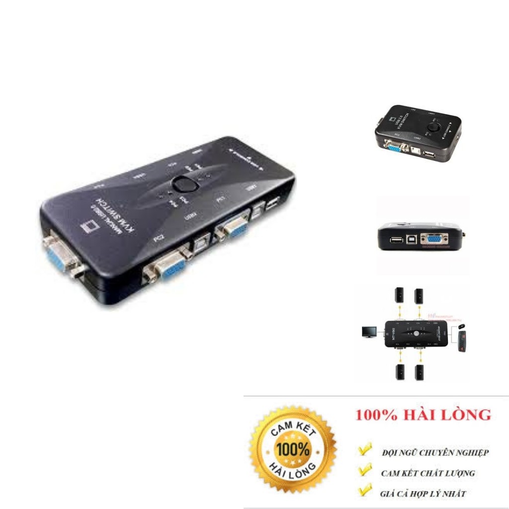 [Freeship] Bộ Chia KVM Switch USB 1 Ra 2, 1 Ra 4. Bảo Hành 3 Tháng