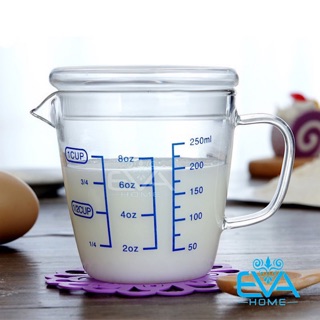 Ly Thuỷ Tinh Chia Vạch Đo Lường Chia Ml Đo Lường 250 Ml Kèm Nắp Thuỷ Tinh