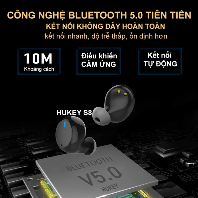 Tai nghe bluetooth HUKEY S8/S8 Plus (S8P) không dây hoàn toàn  - Bass sâu - Đối thủ SABBAT, FUNCL, QCY, Haylou | BigBuy360 - bigbuy360.vn