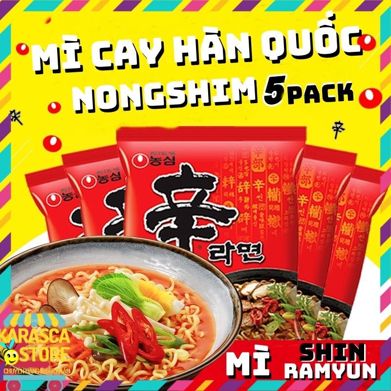 Mì Cay Hàn Quốc, Mì Cay Nongshim, Mì Shin Ramyun Lốc 5 Gói 120gr | BigBuy360 - bigbuy360.vn