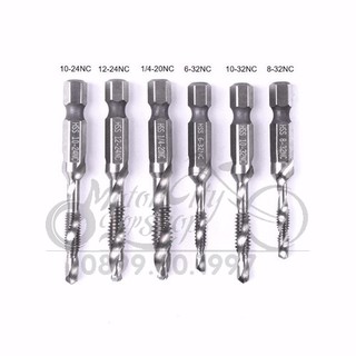 Mũi Khoan taro hss tạo ren hệ Inch cao cấp bộ 6 mũi cho Khoan