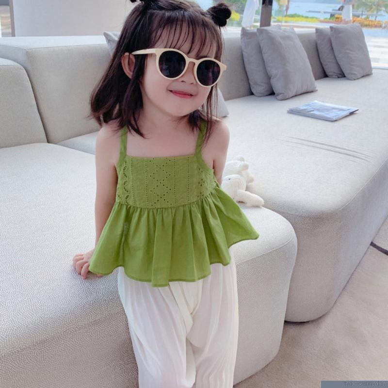 Áo croptop hai dây mềm mại màu trơn thời trang mùa hè cho bé gái