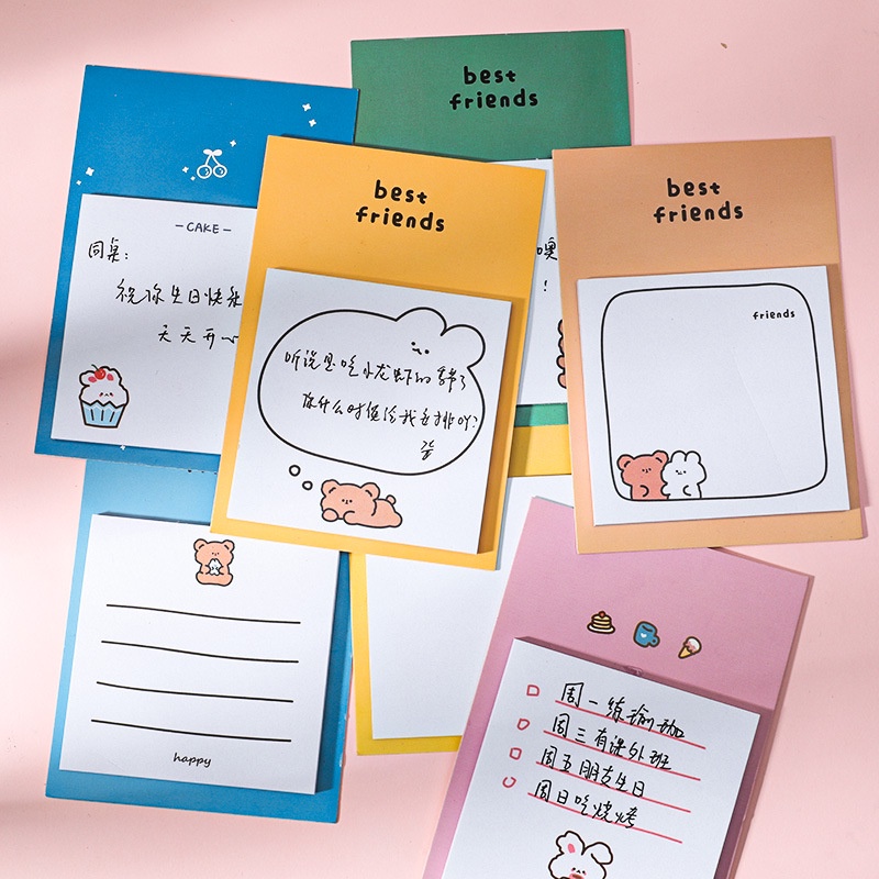 Set 30 Giấy Ghi Chú Họa Tiết Gấu Dễ Thương Sáng Tạo