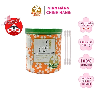 Tăm Bông Kháng Khuẩn Sakura Nhập Khẩu 100% Từ Nhật Bản - Xoắn (Spiral) - 200 Que/Hộp
