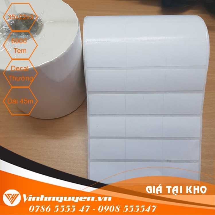 Decal giấy in mã vạch 3 tem 35x22