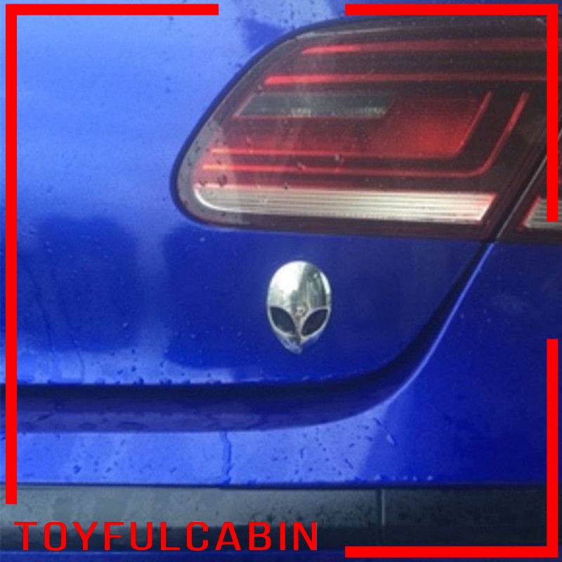 Miếng Dán Kim Loại Hình Đầu Người Ngoài Hành Tinh 3D Sáng Tạo Trang Trí Xe Hơi