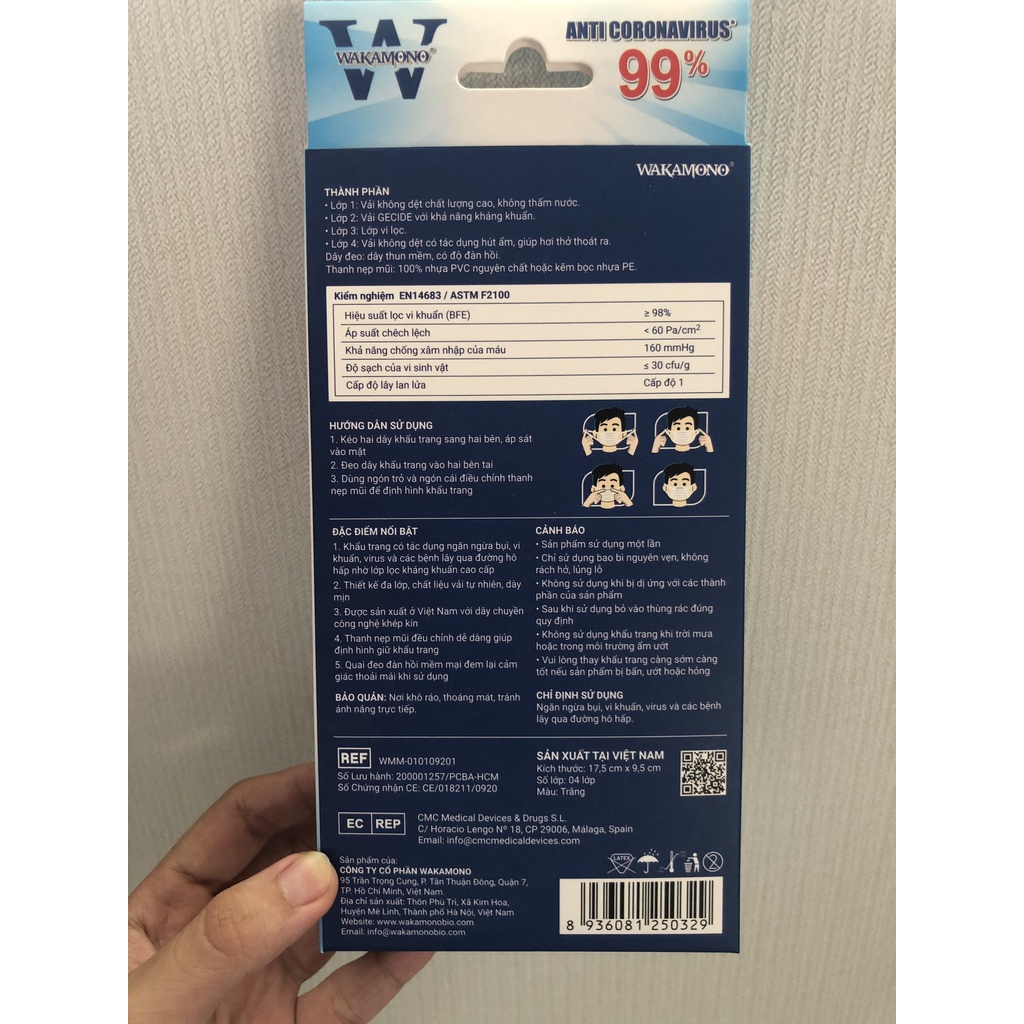 Khẩu trang Wakamono Người lớn - (4 Lớp, Hộp 10 Cái) | BigBuy360 - bigbuy360.vn