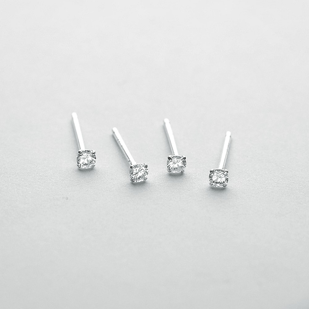 Bông tai bạc Darkphoenix® nụ đá 2.5mm phong cách Ulzzang Korea đơn giản - BT01