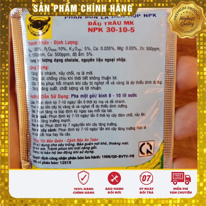 Phân bón lá đầu trâu cao cấp NPK 30-10-5