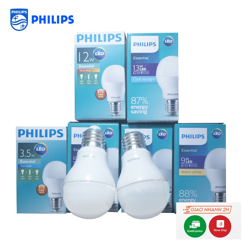 Bóng Đèn PHILIPS Ess Ledbulb E27 A60 - Ánh Sáng Trắng/Vàng - Bảo Hành 2 Năm (1 Đổi 1)