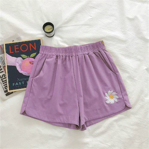 Quần đùi thun nữ thể thao siêu hot in hình hoa cúc xinh -t28-30-cúc