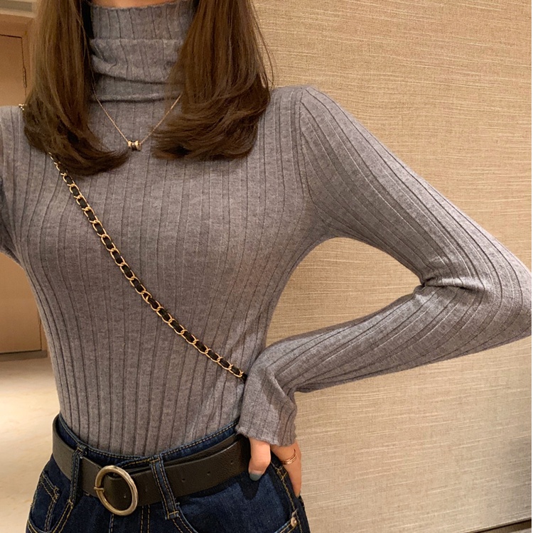 Áo Sweater Dệt Kim Tay Dài Cổ Lọ Thời Trang Thu Đông Cho Nữ
