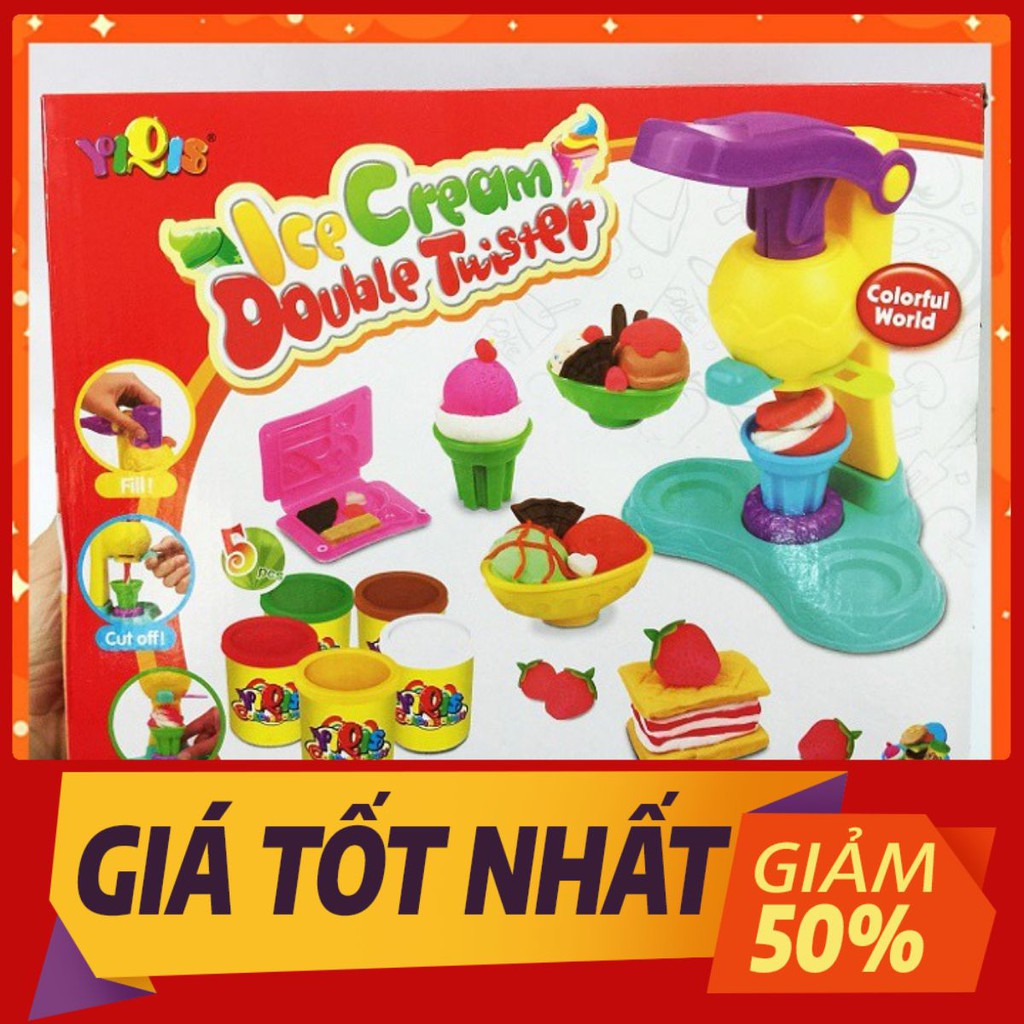 ✅FREESHIP 50K✅ Đồ Chơi Bộ Làm Kem Đất Nặn Rèn Luyện Sự Khéo Léo, Phát Triển Khả Năng Sáng Tạo Cho Bé Cao Cấp