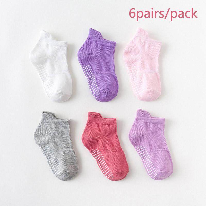 Set 6 Đôi Vớ Cotton Mềm Mại Chống Trượt Màu Sắc Ngọt Ngào Cho Bé 0-6 Tuổi