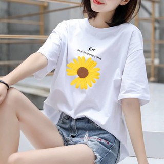 Áo thun nữ form rộng họa tiết hoa cúc hàng quảng châu