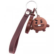 Móc chìa khóa hình nhân vật hình Kpop BTS BT21 hiệu ứng 3D đáng yêu bằng silicon.