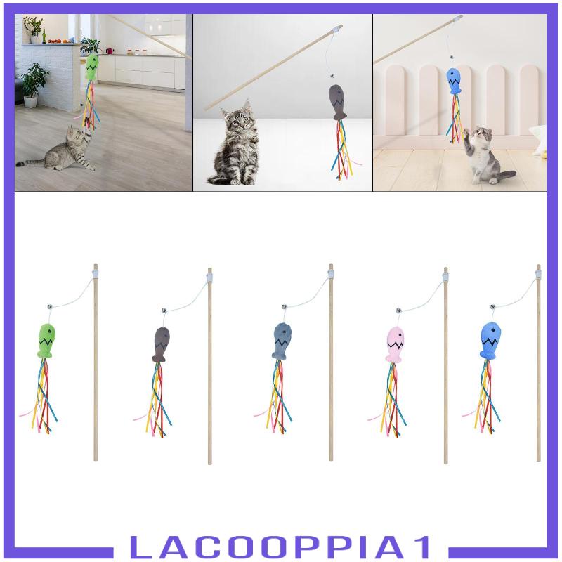 [Lacooppia1] Đồ Chơi Gậy Tương Tác Với Mèo Dây Ruy Băng Nhiều Màu Sắc Và Chuông Cho Mèo Cưng