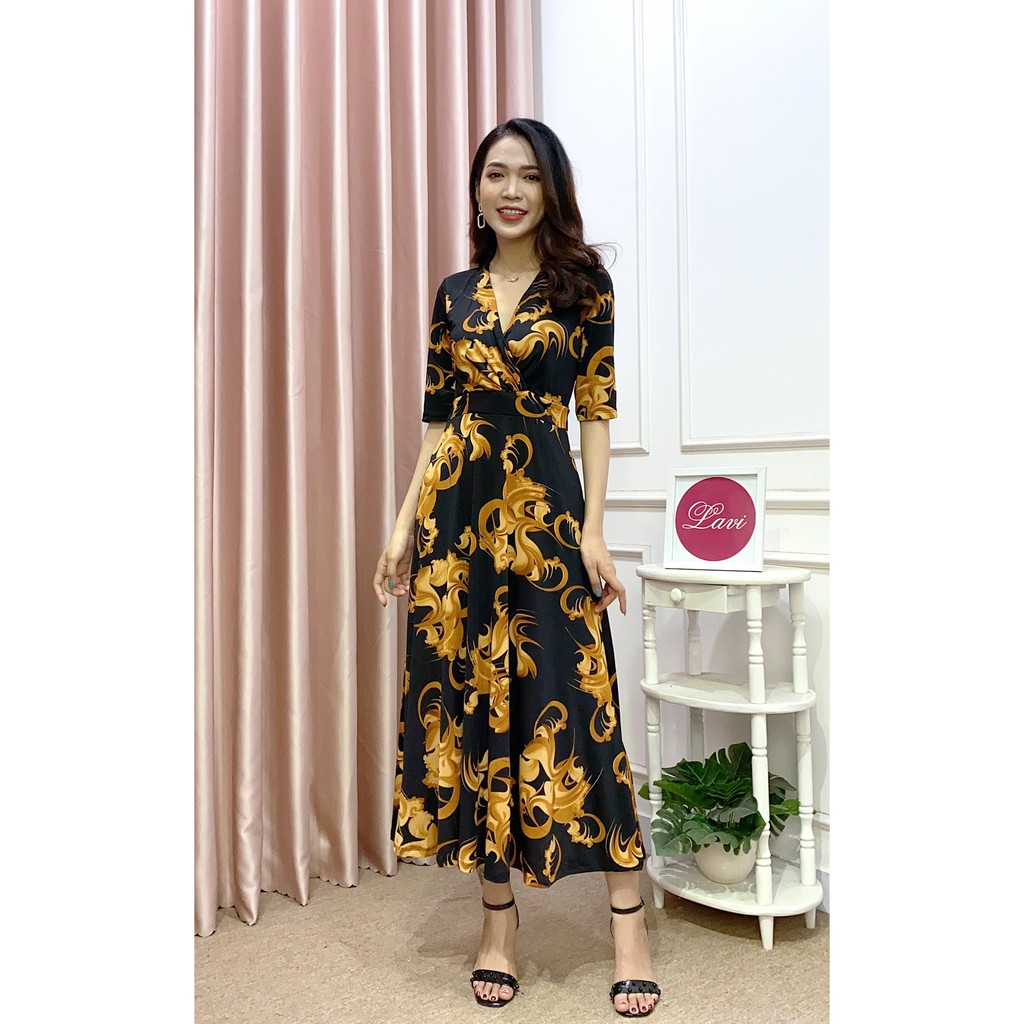 L2217 Đầm thun dáng dài họa tiết sang trọng - Lavi House | BigBuy360 - bigbuy360.vn