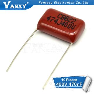 Set 10 Tụ Điện Polypropylene 400v474j 0.47uf Pitch 15mm 470nf 400v 474 Cbb