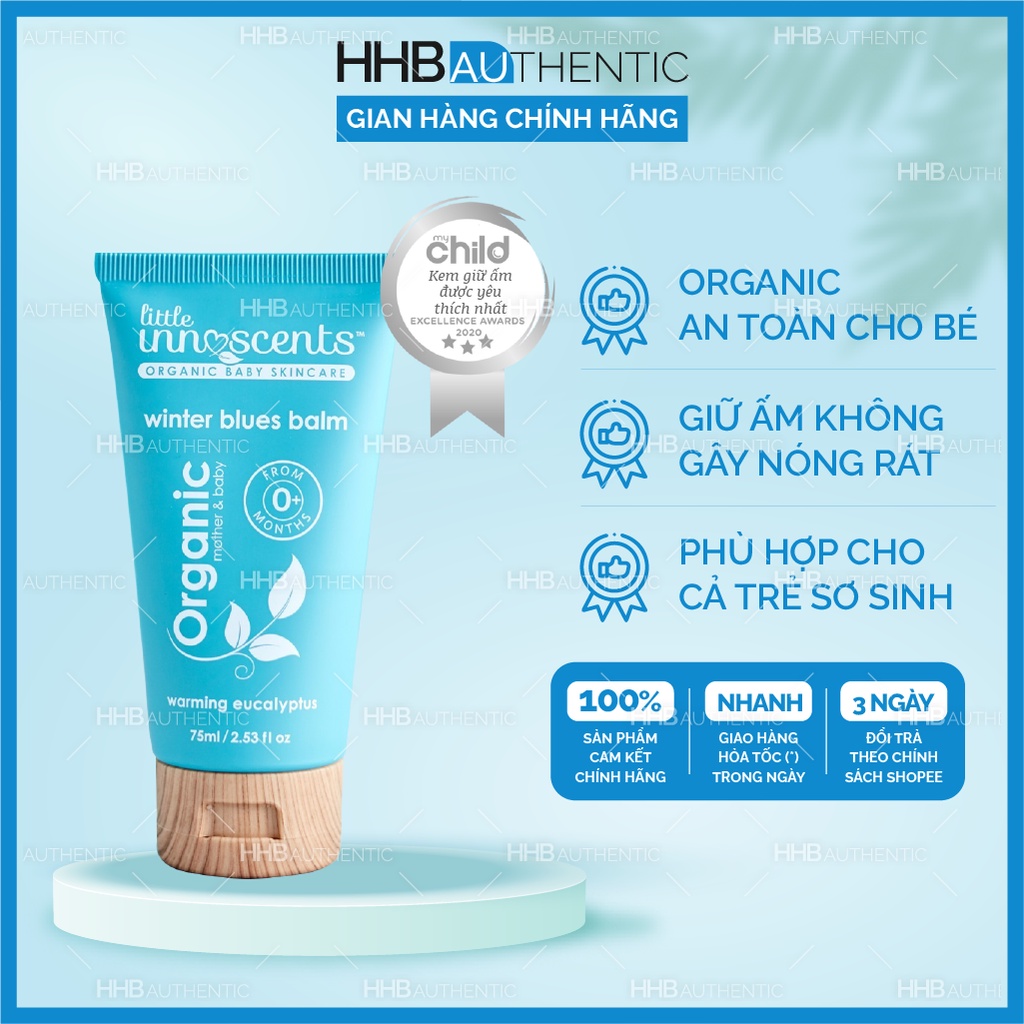 Dầu giữ ấm ngực Organic Little Innoscents Winter Blues Balm 75ml - Xuất xứ Úc