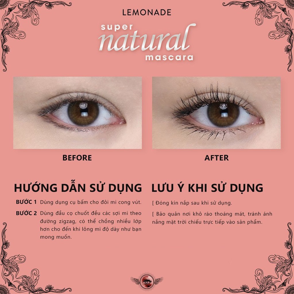 Mascara Lemonade SuperNatural Black Mi Dày Cong Vút, Kháng Lem, Bền Màu, Lâu Trôi 7.5g