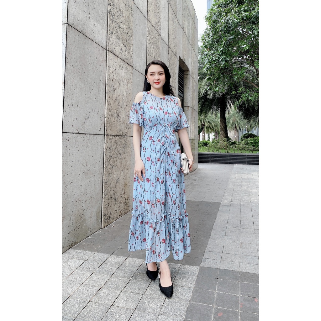 ĐẦM MAXI HOA DÂY RỚT VAI ĐIỆU ĐÀ CHO CÔ NÀNG TIỂU THƯ-DAM018