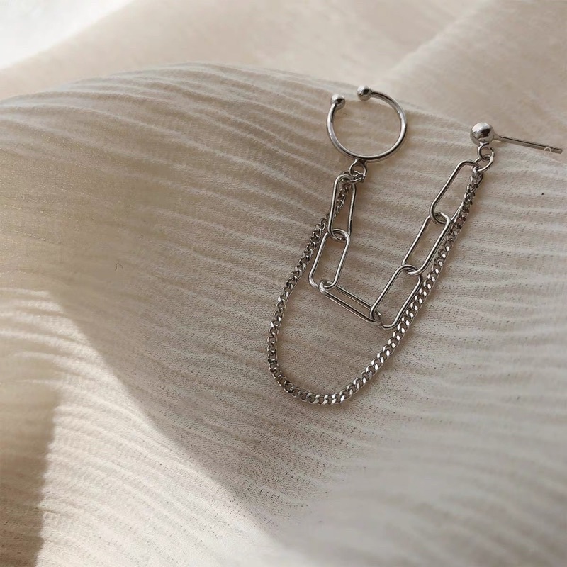 1 chiếc bông tai kẹp vành dây xích không cần lỗ trên l