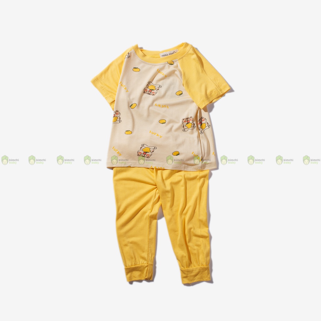 Bộ Dài Tay Cho Bé Trai, Bé Gái Vải Thun Lạnh Minky Mom Hoạ Tiết K.Long Giáp Lăng, Đồ Bộ Dài Tay Cho Bé Mặc Nhà MKMTD2202