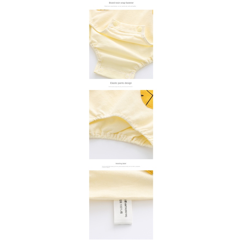 Áo Liền Quần Tam Giác Vải Cotton Mỏng Tay Ngắn In Hoạt Hình Dễ Thương Cho Bé Từ 0-24 Tháng Tuổi