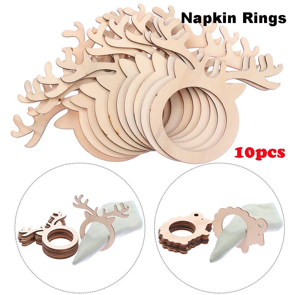 Bộ 10 Vòng Nhẫn Gỗ Treo Khăn Ăn Trang Trí Nhà Bếp / Quán Bar / Tiệc Sinh Nhật DIY