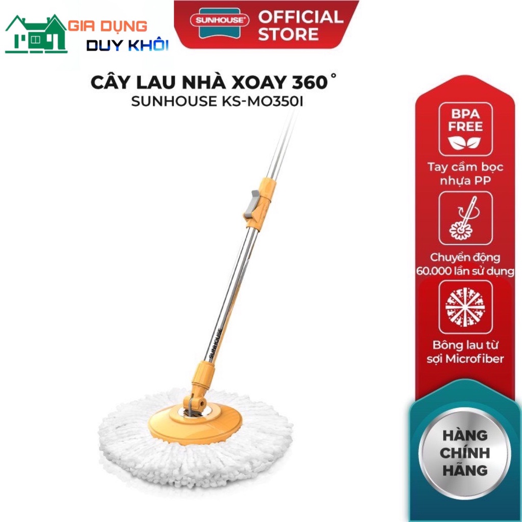 Bộ lau nhà xoay 360 độ SUNHOUSE KS-CL350PB-PO HÀNG CHÍNH HÃNG