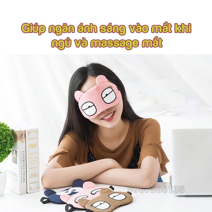 Miếng bịt mắt che mắt khi ngủ nhiều hình dễ thương có túi nước massage mắt, giảm mỏi mắt