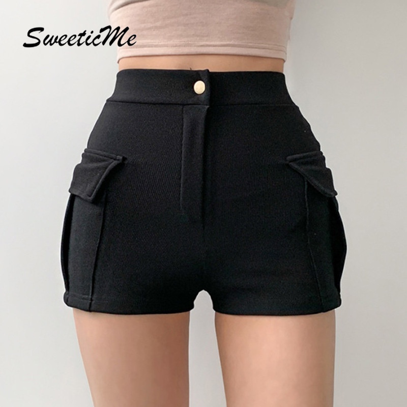 Sweeticme Quần Short Dáng Ôm Cài Nút Phong Cách Hipster Thời Trang Cho Nữ
