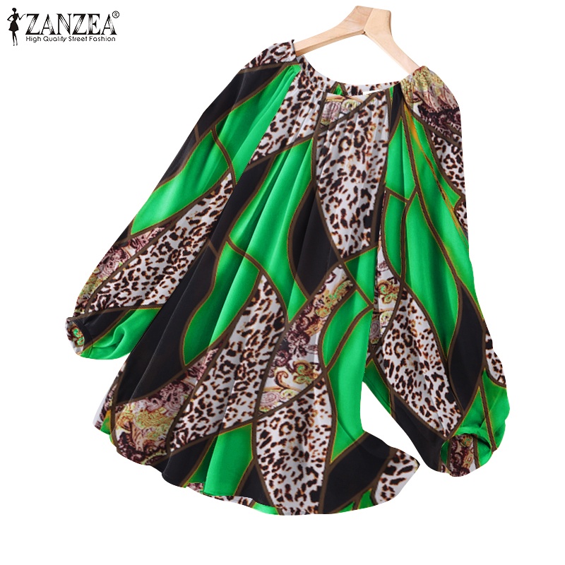 Áo kiểu Zanzea tay dài họa tiết da báo thời trang thích hợp cho nữ