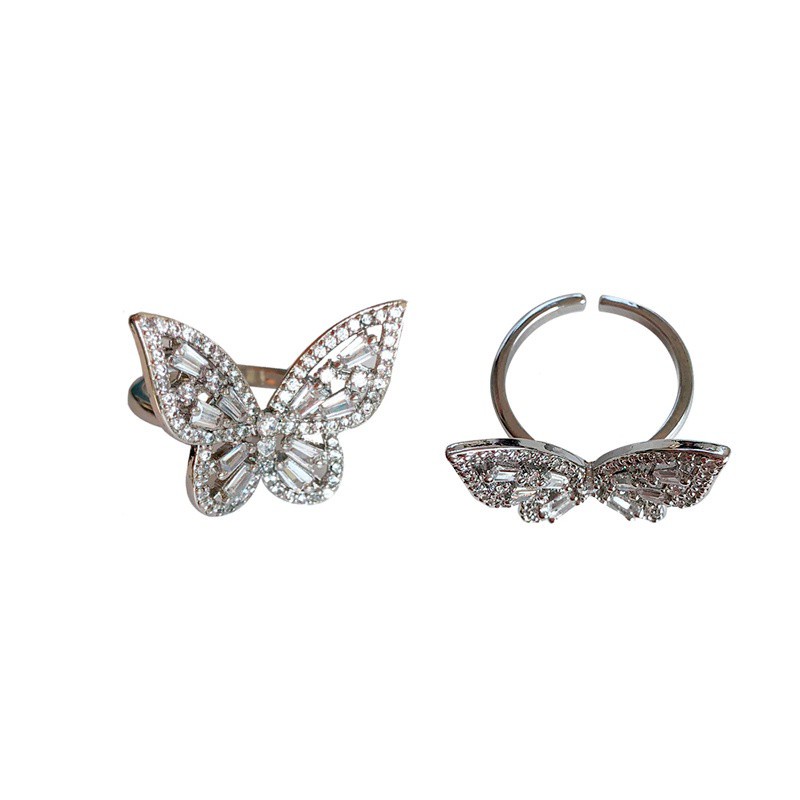 Three-dimensional design ring temperament butterfly hollow diamond ring