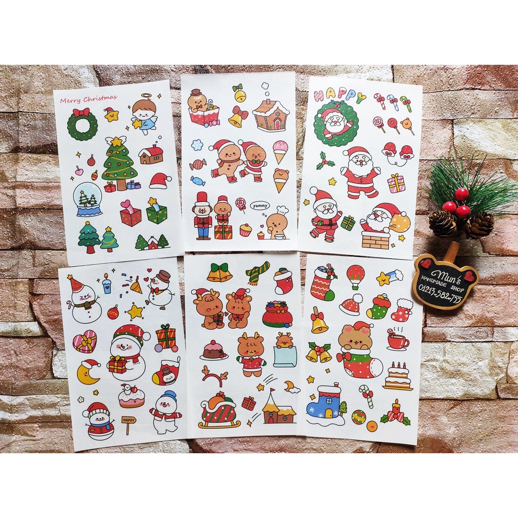 Bộ 6 tấm sticker Giáng Sinh - hình dán Noel