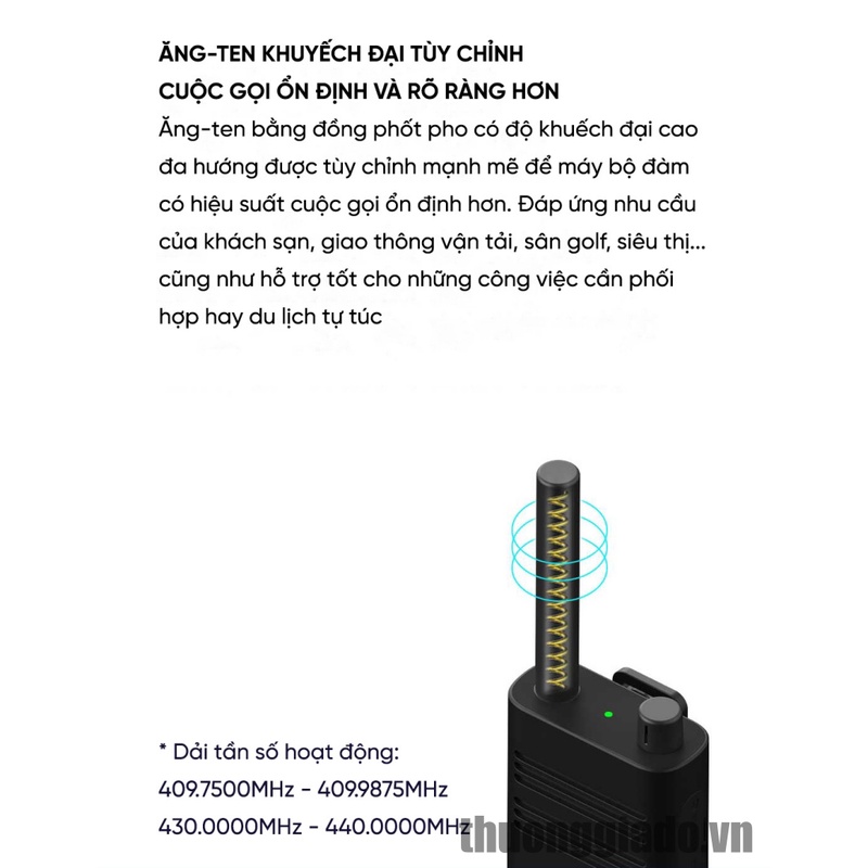 Bộ đàm thông minh Xiaomi Walkie Talkie Lite , dễ dàng ghép nối với các bộ đàm khác, thời lượng pin đến 10h