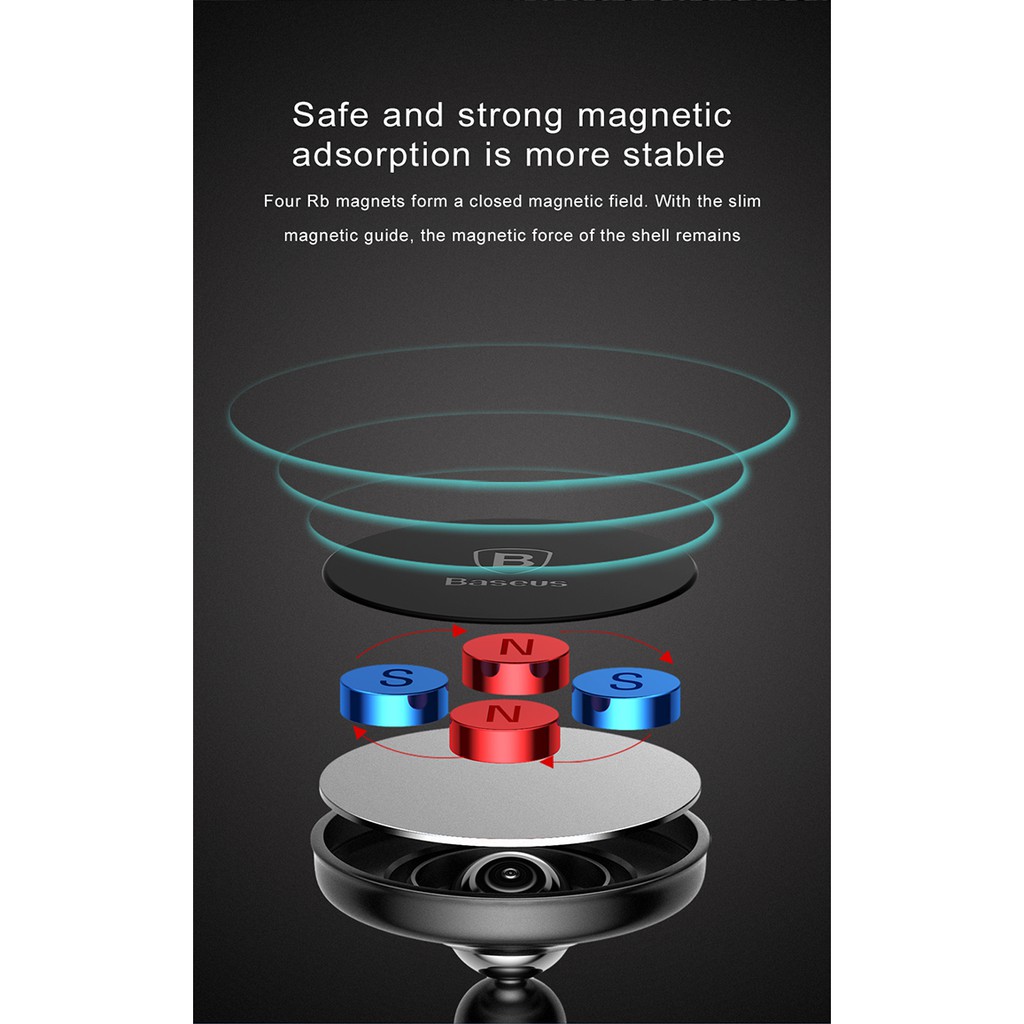 Bộ đế giữ điện thoại nam châm Baseus Bullet Magnetic dùng cho xe hơi | BigBuy360 - bigbuy360.vn