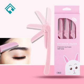 Bộ 3 dao cạo lông mày bằng thép không gỉ màu hồng chất lượng cao