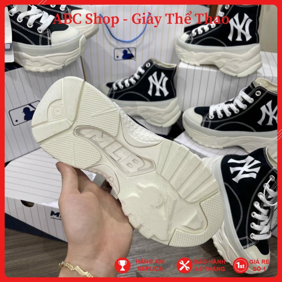 Giầy MLB NY đen cao cổ hót trend , Giày MLB đen đế trắng full box phụ kiện bill tag
