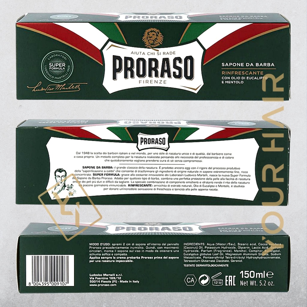 Kem cạo râu dưỡng da Proraso Shave Cream Tube Refresh 150ml | Mùi Bạch đàn - Eucalyptus