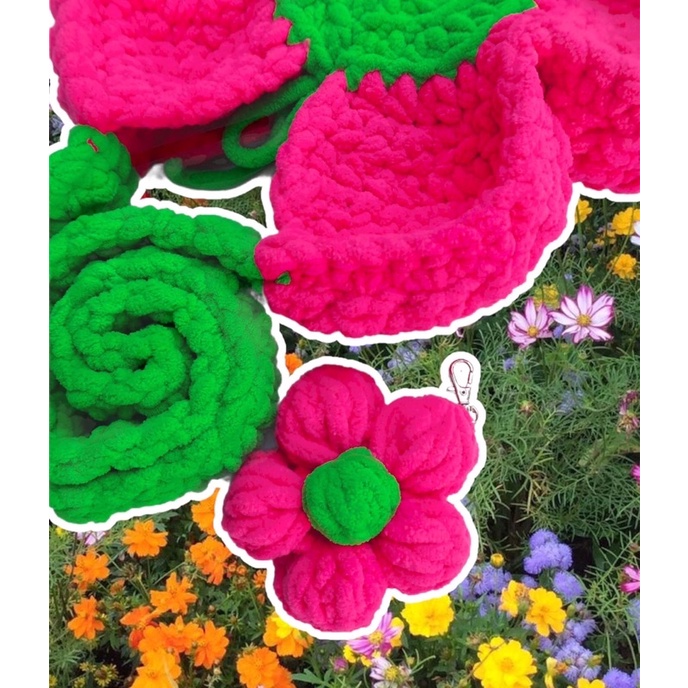 Túi len hình bông hoa - Crochet Bloom Bag - Mếu Máo
